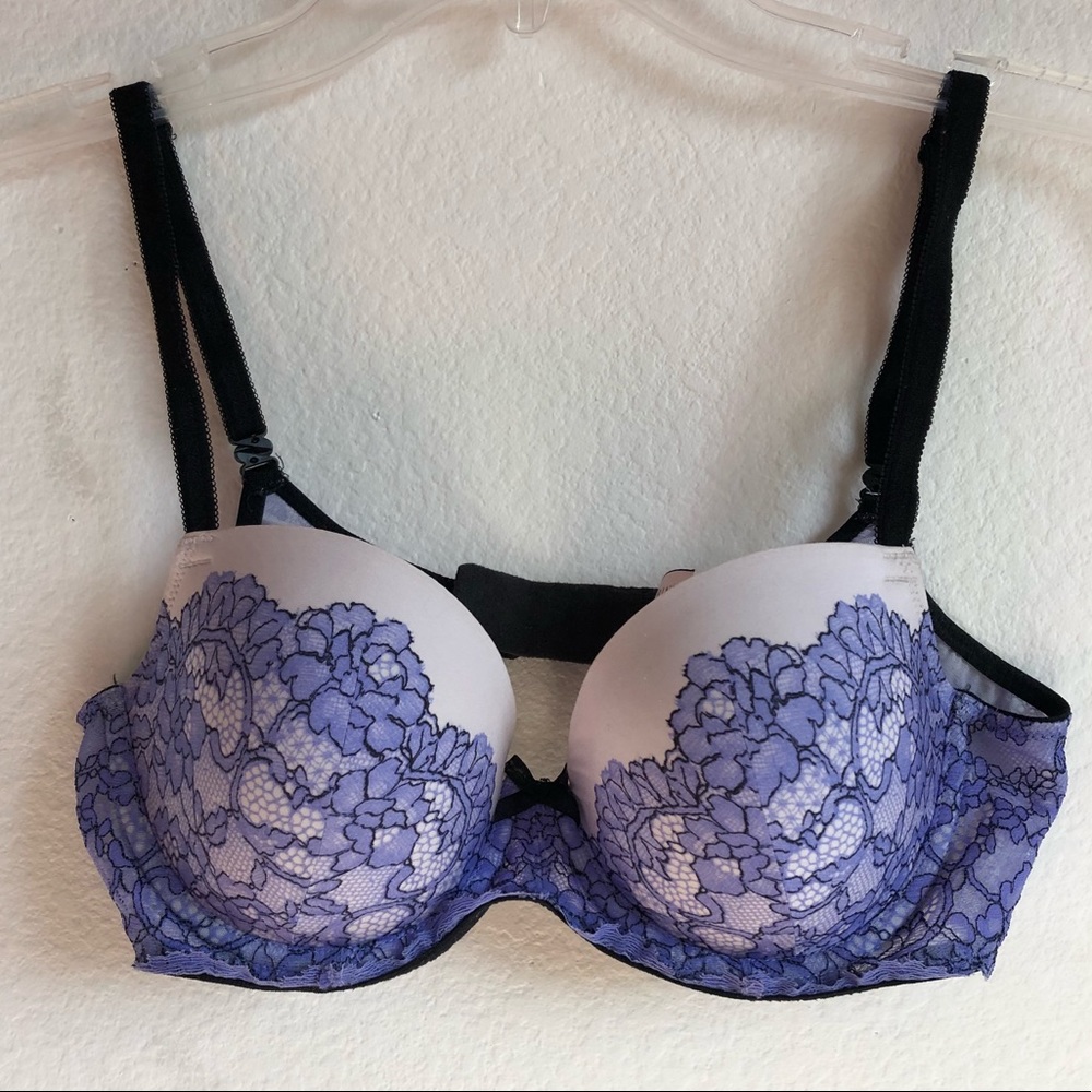 Lavender and Pink Lace 34C VS Lined Demi Bra